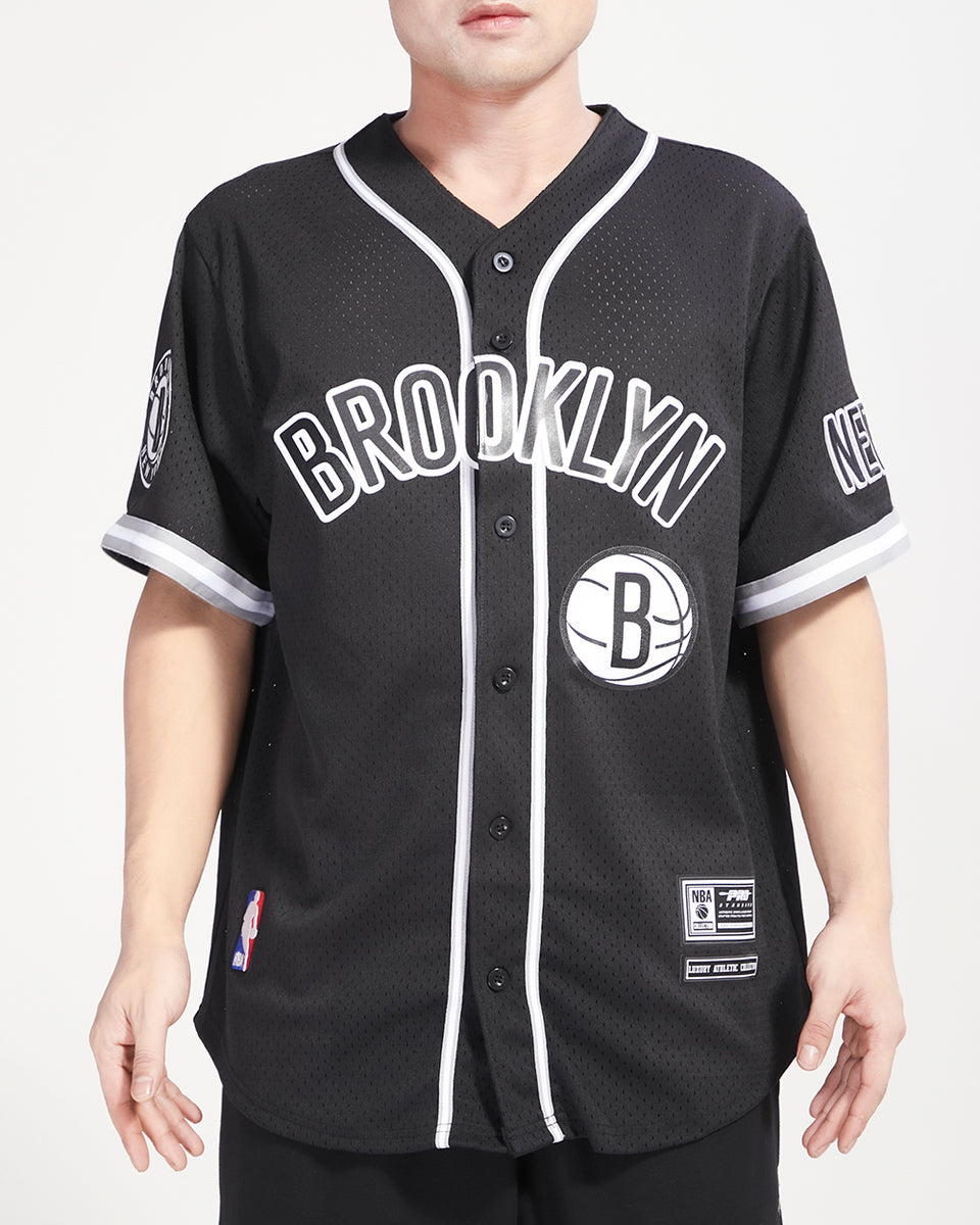 BROOKLYN NETS CLASSIC MESH BUTTON DOWN SHIRT (BLACK/GRAY) – Pro Standard