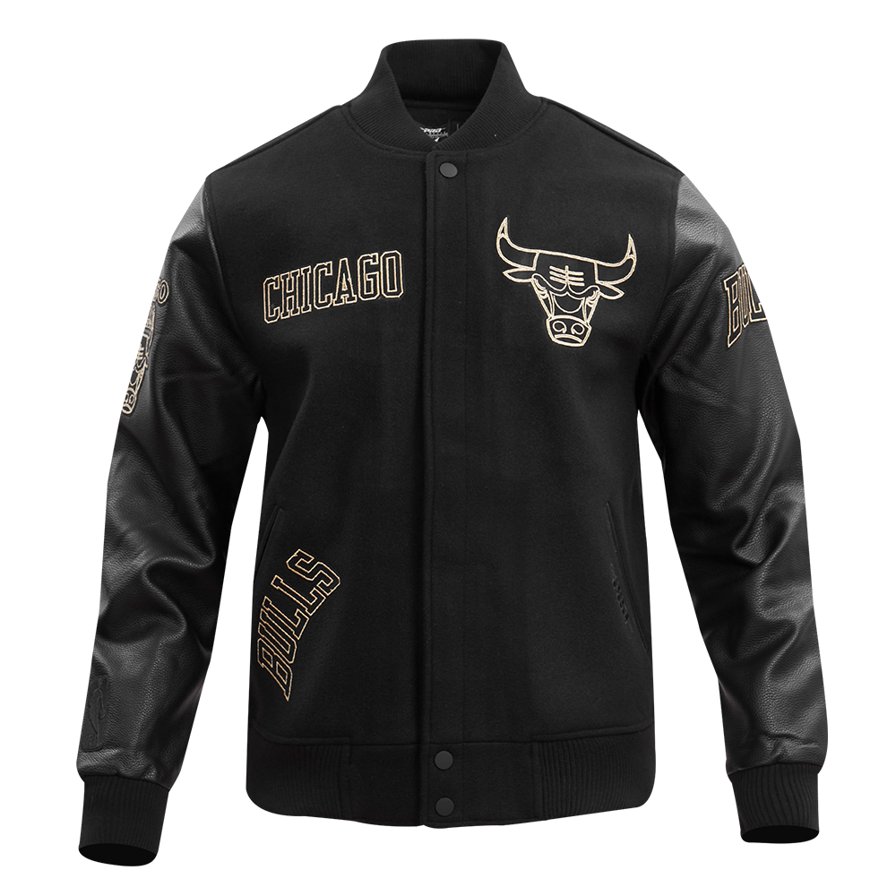 NBA CHICAGO BULLS BLACK & GOLD MEN'S WOOL VARSITY JACKET