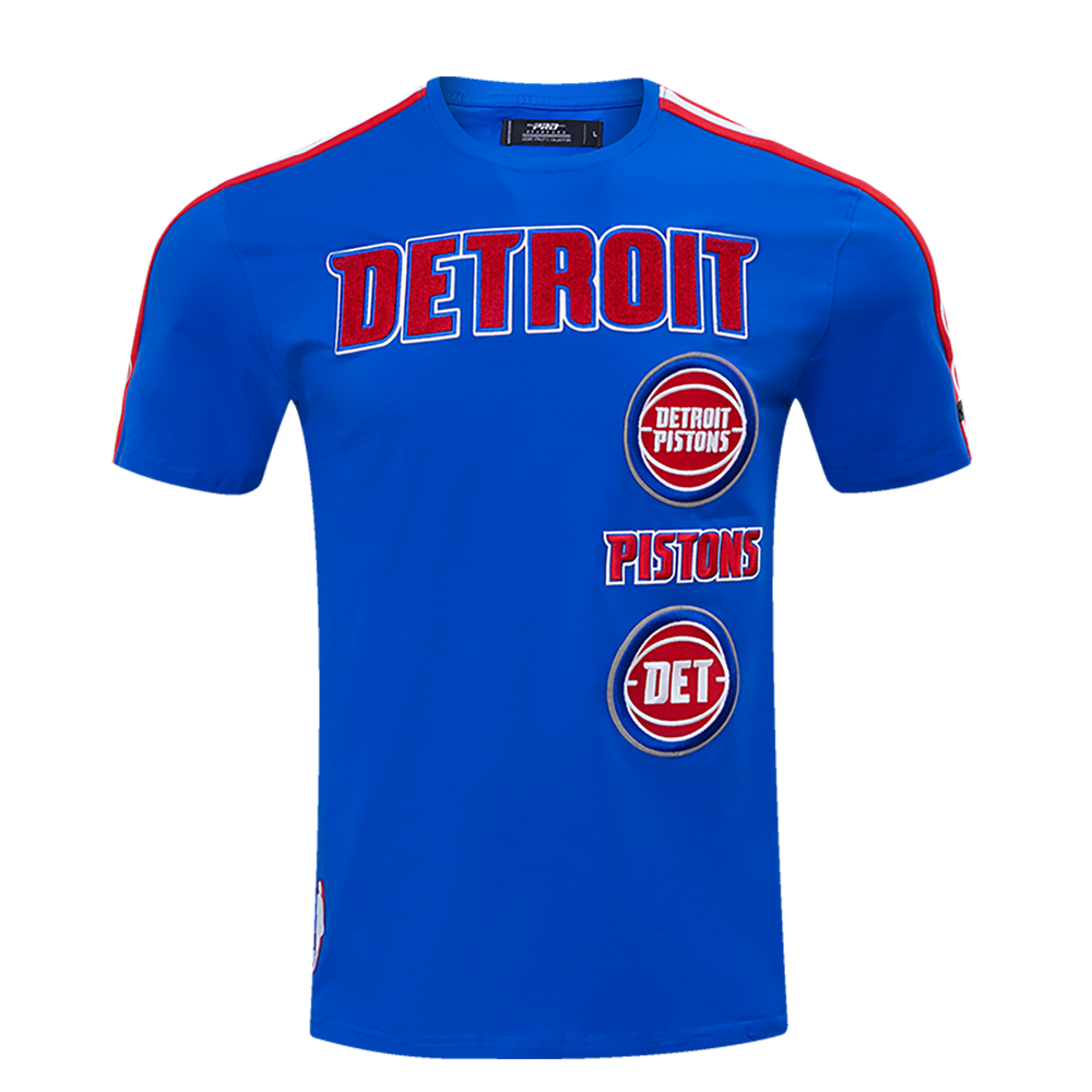 NBA DETROIT PISTONS RETRO CLASSIC MEN'S STRIPED TEE (ROYAL BLUE/RED