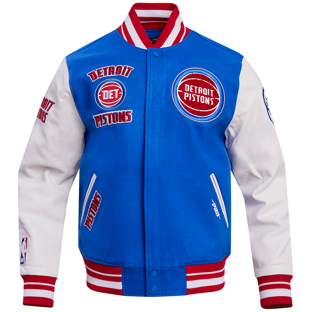 NBA DETROIT PISTONS RETRO CLASSIC MEN'S RIB WOOL VARSITY JACKET