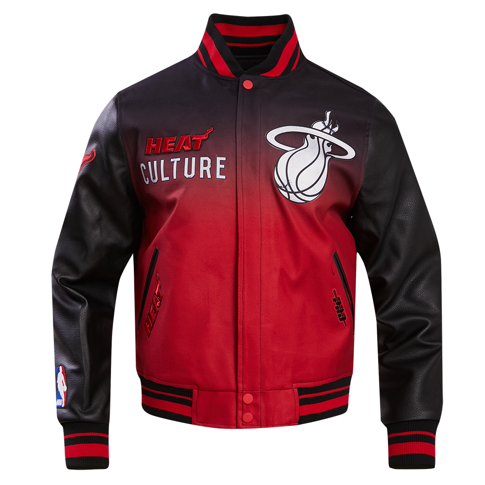 NBA MIAMI HEAT CHEST HEAT CULTURE MEN'S RIB WOOL VARSITY JACKET