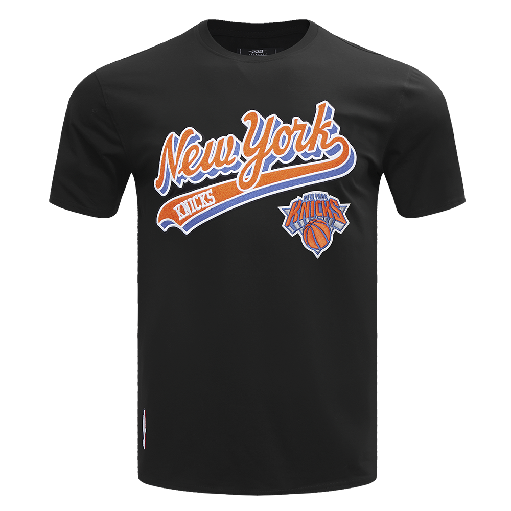 NBA NEW YORK KNICKS SCRIPT TAIL MEN'S TEE (BLACK) – Pro Standard, image size:1000x1000