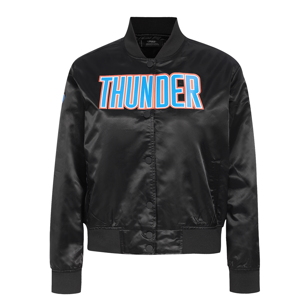 NBA OKLAHOMA CITY THUNDER CLASSIC WOMEN'S SATIN JACKET (BLACK