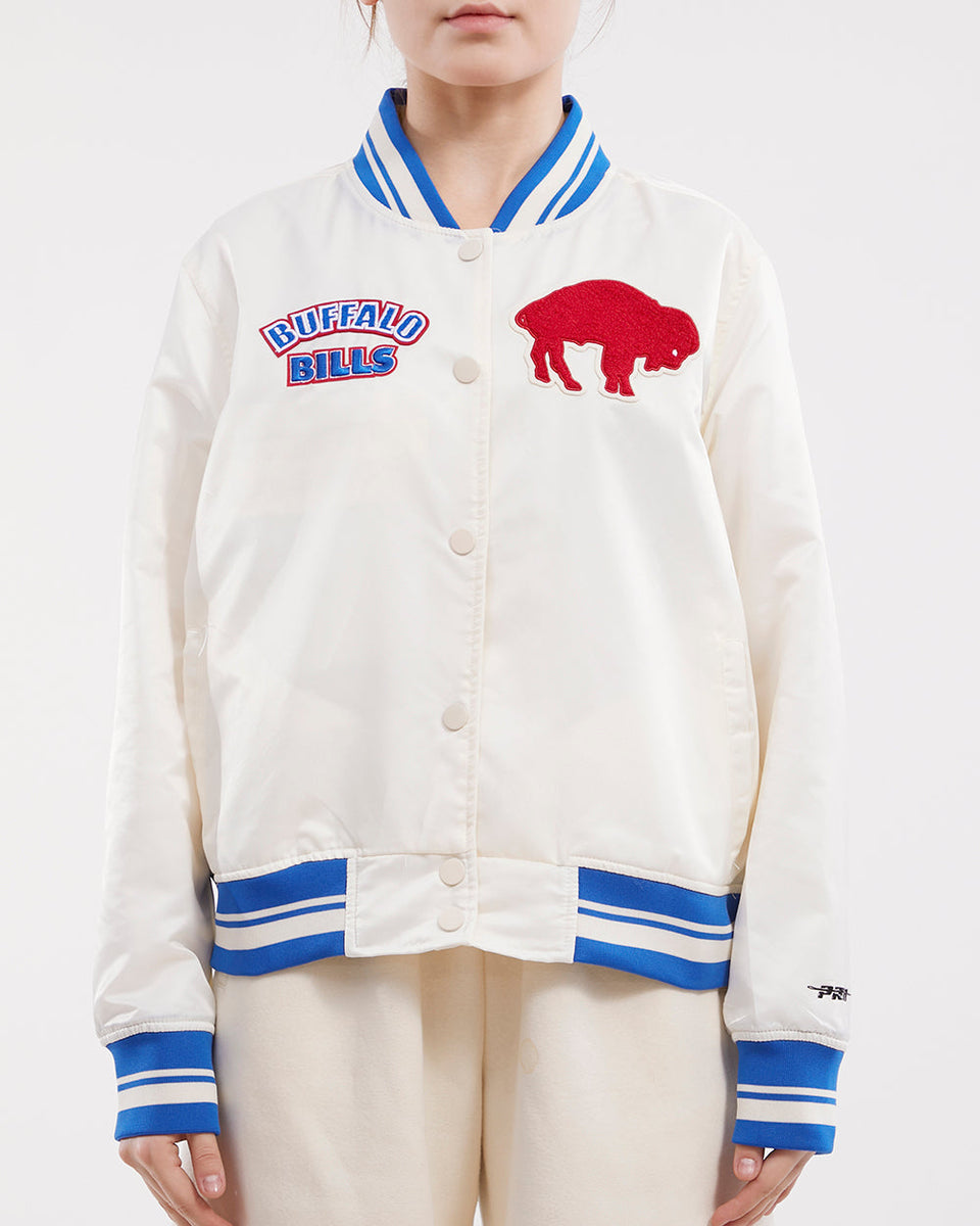 BUFFALO BILLS RETRO CLASSIC RIB WOOL VARSITY JACKET (EGGSHELL