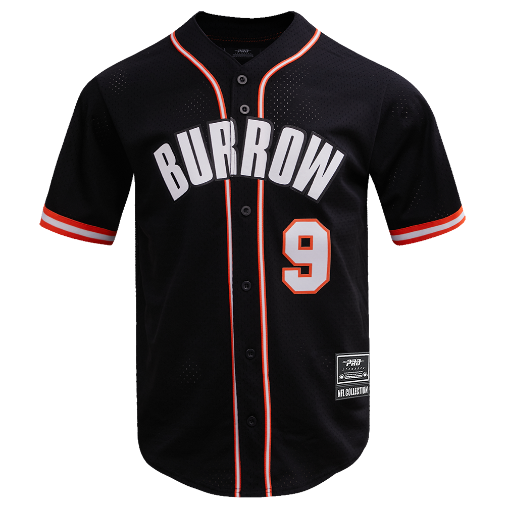 NFL CINCINNATI BENGALS JOE BURROW #9 MEN'S MESH BUTTON DOWN SHIRT