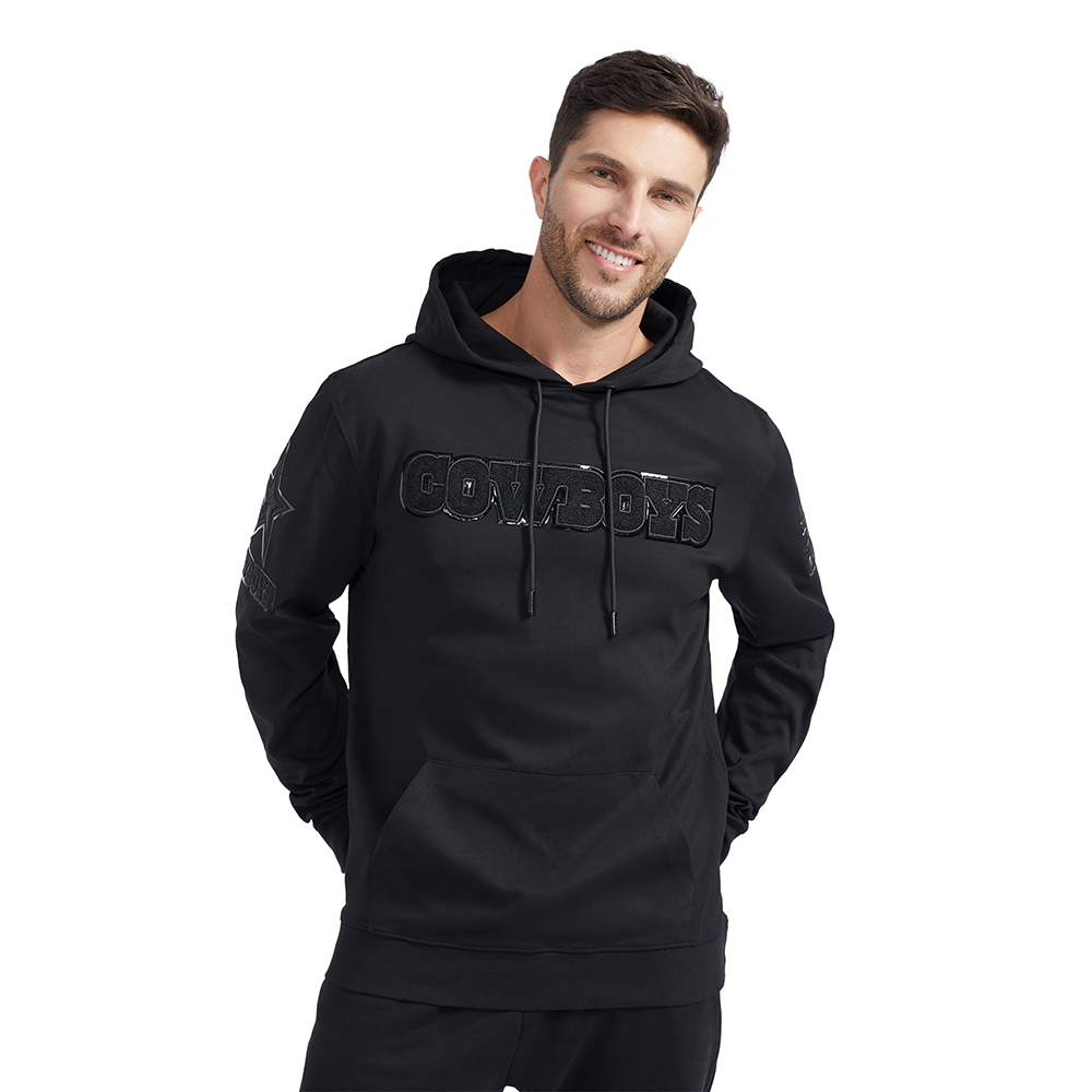 NFL DALLAS COWBOYS TRIPLE BLACK MEN'S PULLOVER HOODIE (BLACK