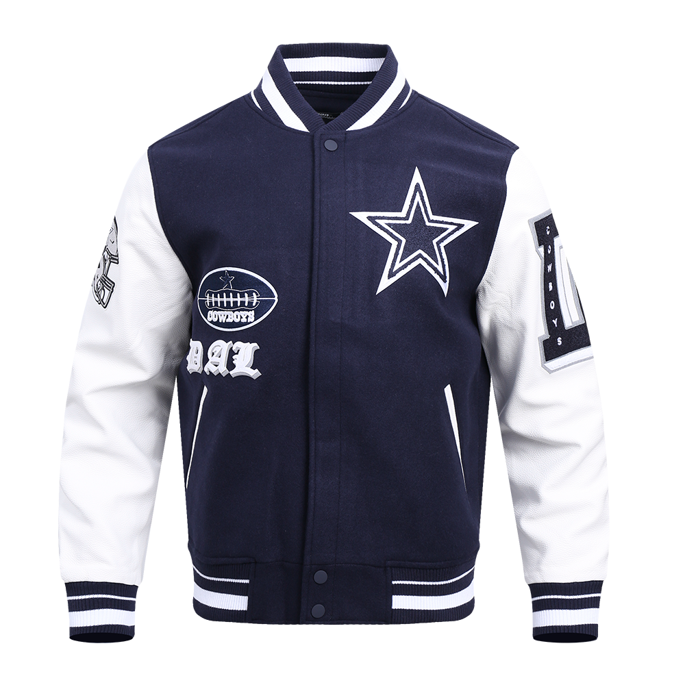 NFL DALLAS COWBOYS OLD ENGLISH MEN'S RIB WOOL VARSITY JACKET