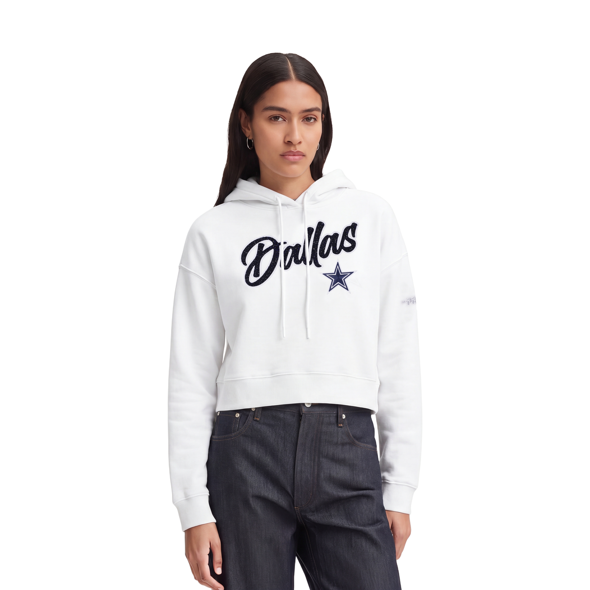 NFL DALLAS COWBOYS TEAM CRYSTALLINE WOMEN'S CROPPED PULLOVER