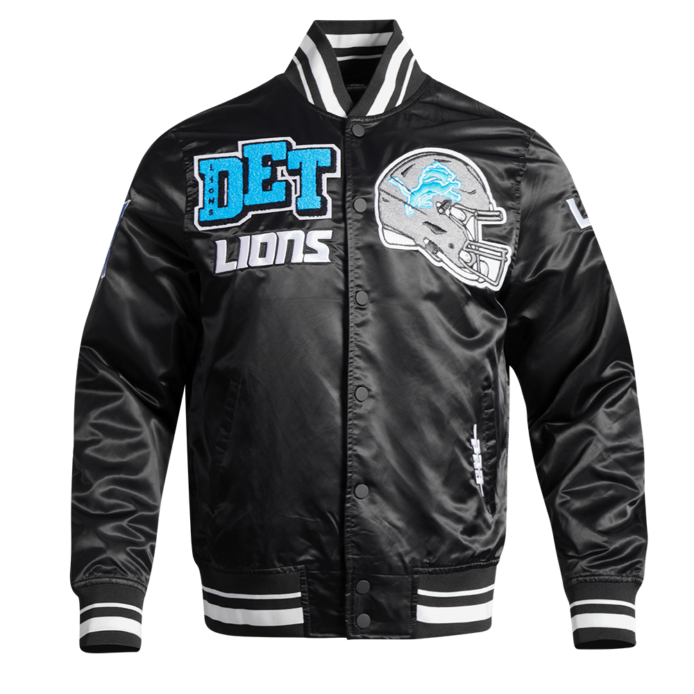 NFL DETROIT LIONS MASHUP MEN'S RIB SATIN JACKET (BLACK) – Pro Standard