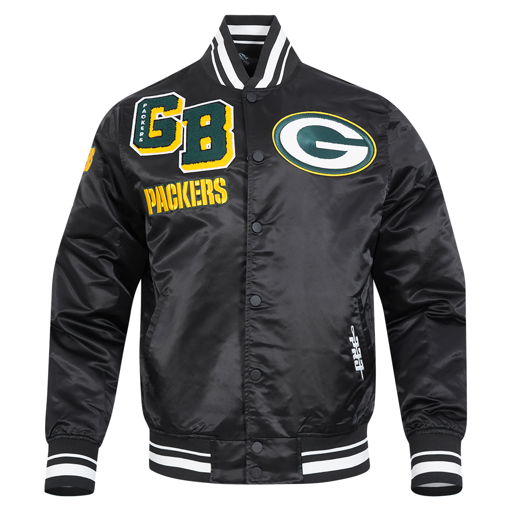 NFL GREEN BAY PACKERS MASHUP MEN'S RIB SATIN JACKET (BLACK) – Pro