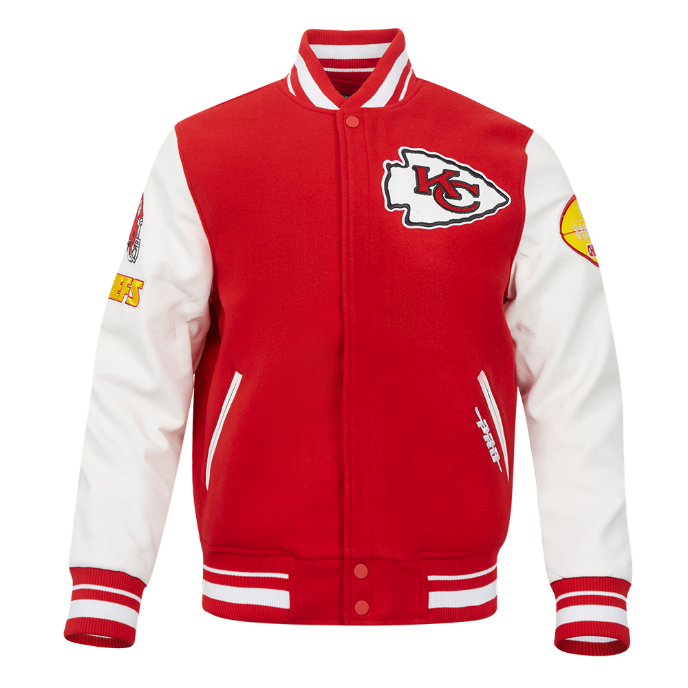 NFL KANSAS CITY CHIEFS OLD ENGLISH MEN'S RIB WOOL VARSITY JACKET