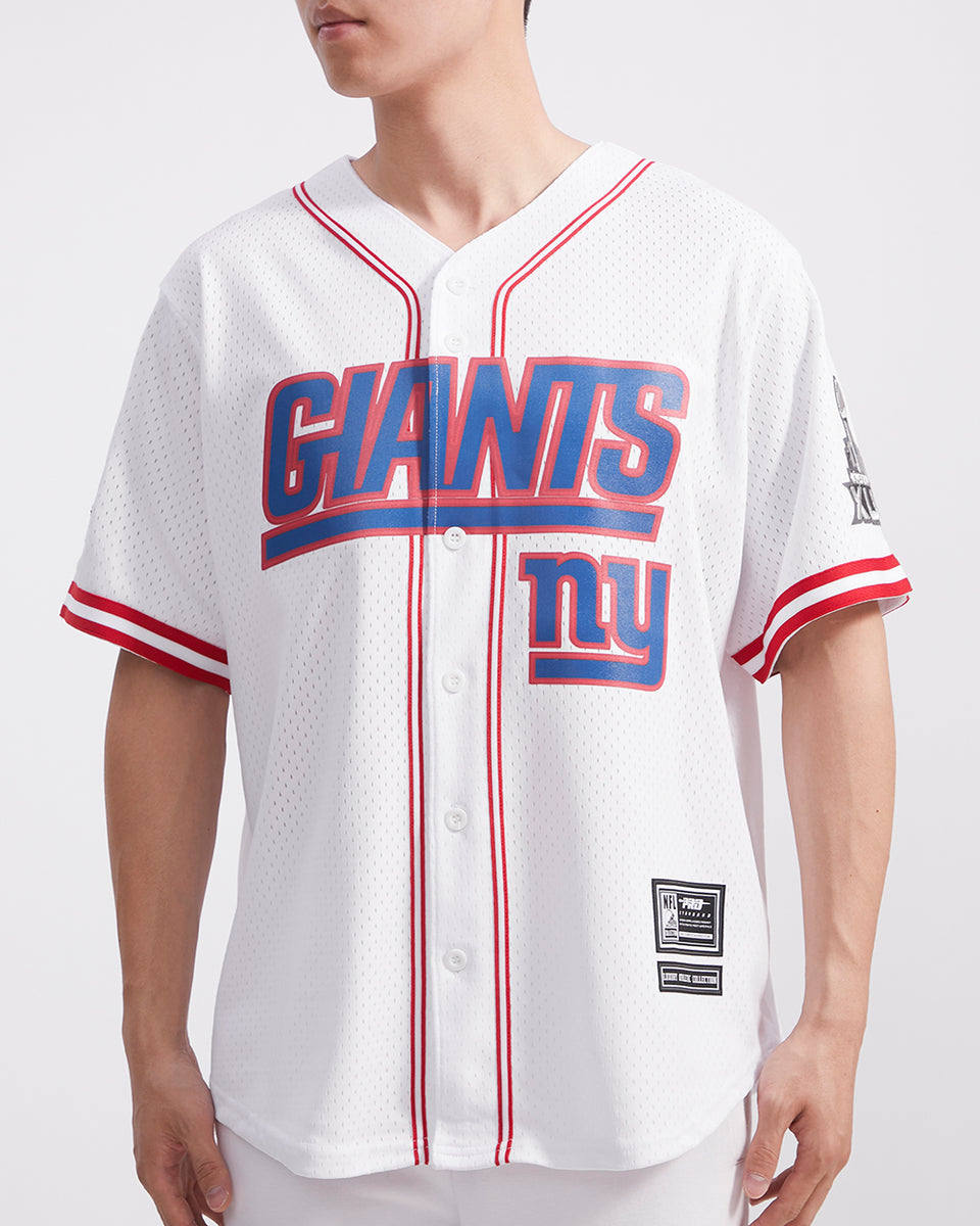 NFL NEW YORK GIANTS LOGO CLASSIC MESH BUTTON UP SHIRT (WHITE/RED) – Pro  Standard