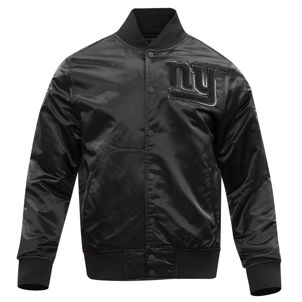 NFL NEW YORK GIANTS TRIPLE BLACK MEN'S SATIN JACKET (TRIPLE BLACK