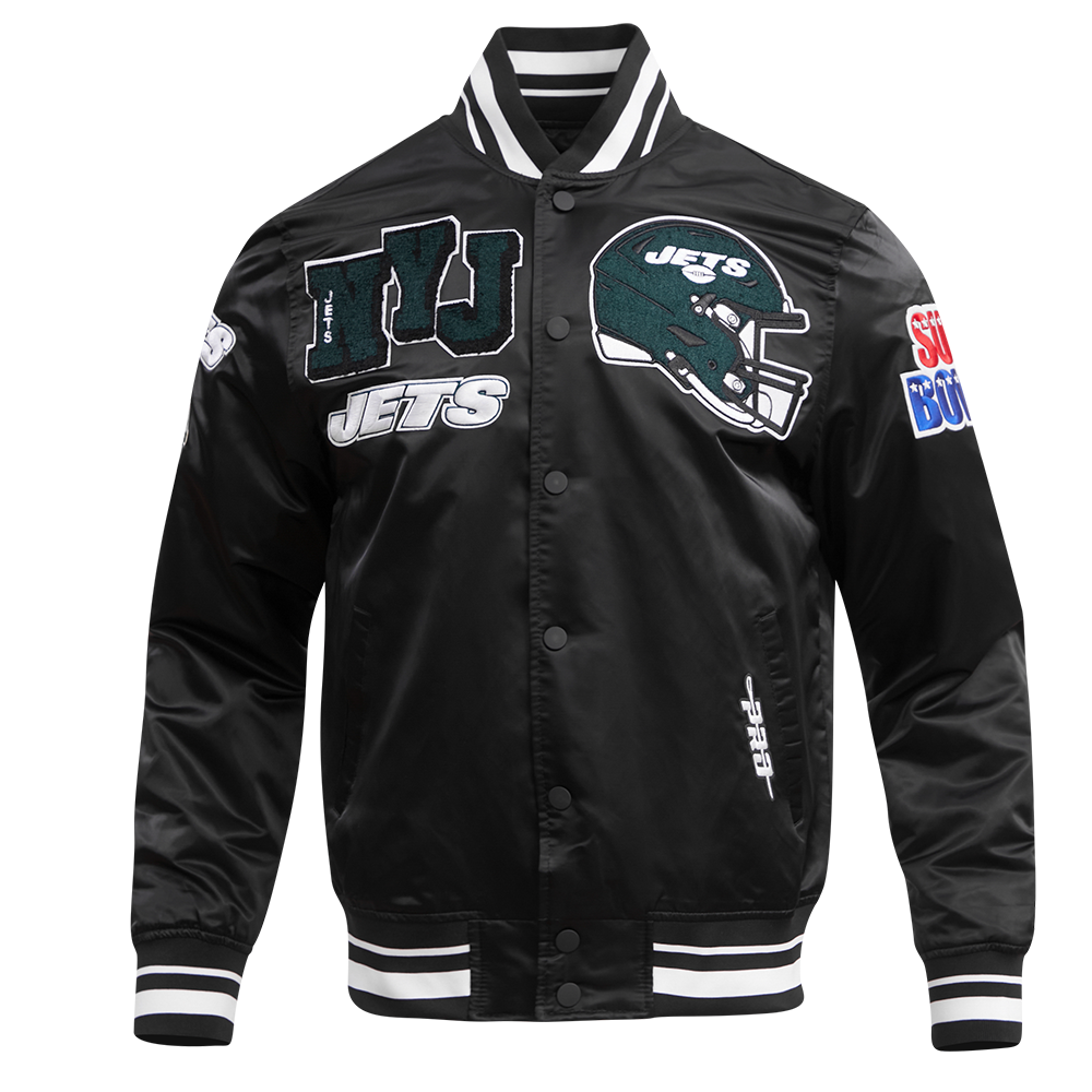 NFL NEW YORK JETS MASHUP MEN'S RIB SATIN JACKET (BLACK) – Pro Standard