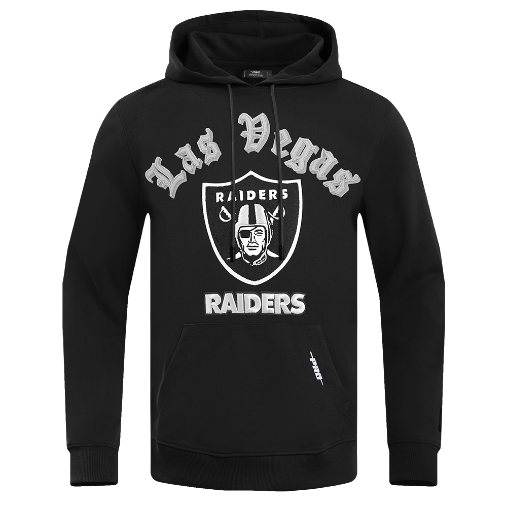NFL LAS VEGAS RAIDERS OLD ENGLISH MEN'S PULLOVER HOODIE (BLACK