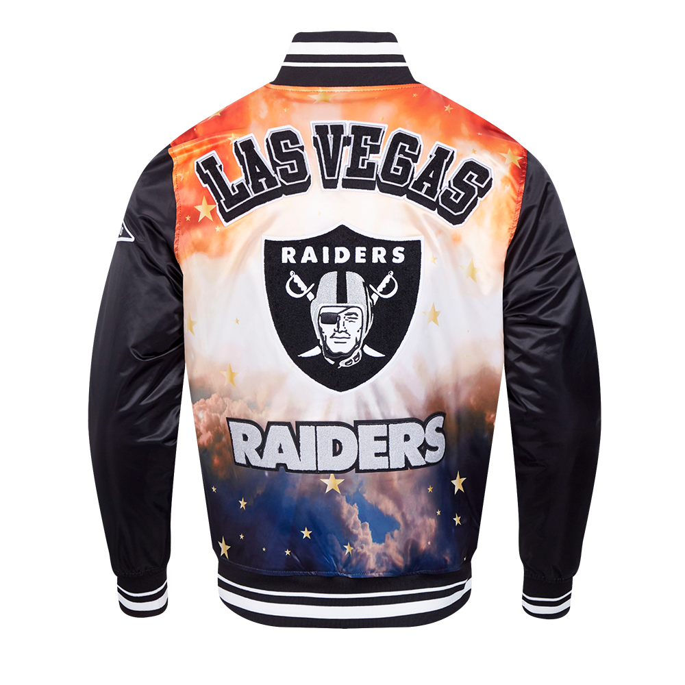NFL LAS VEGAS RAIDERS SUBLIMATED MEN'S SATIN JACKET-ORANGE SKY