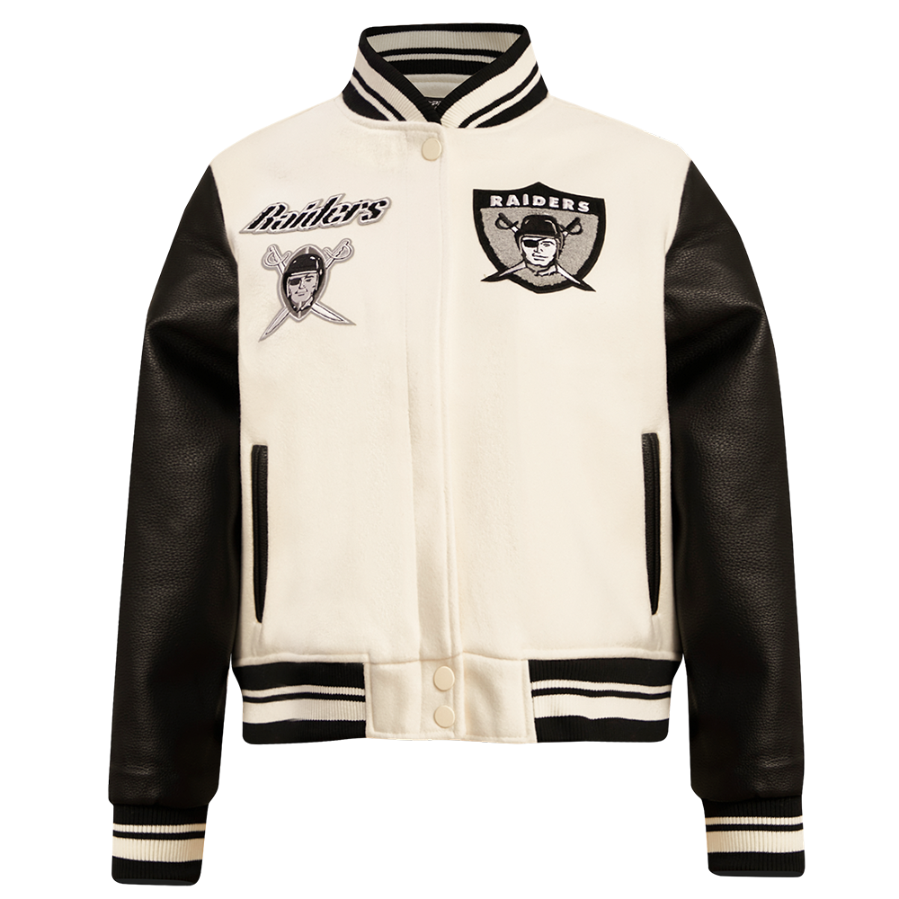 Nfl Oakland Raiders Retro Classic Women's Rib Wool Varsity Jacket (egg 