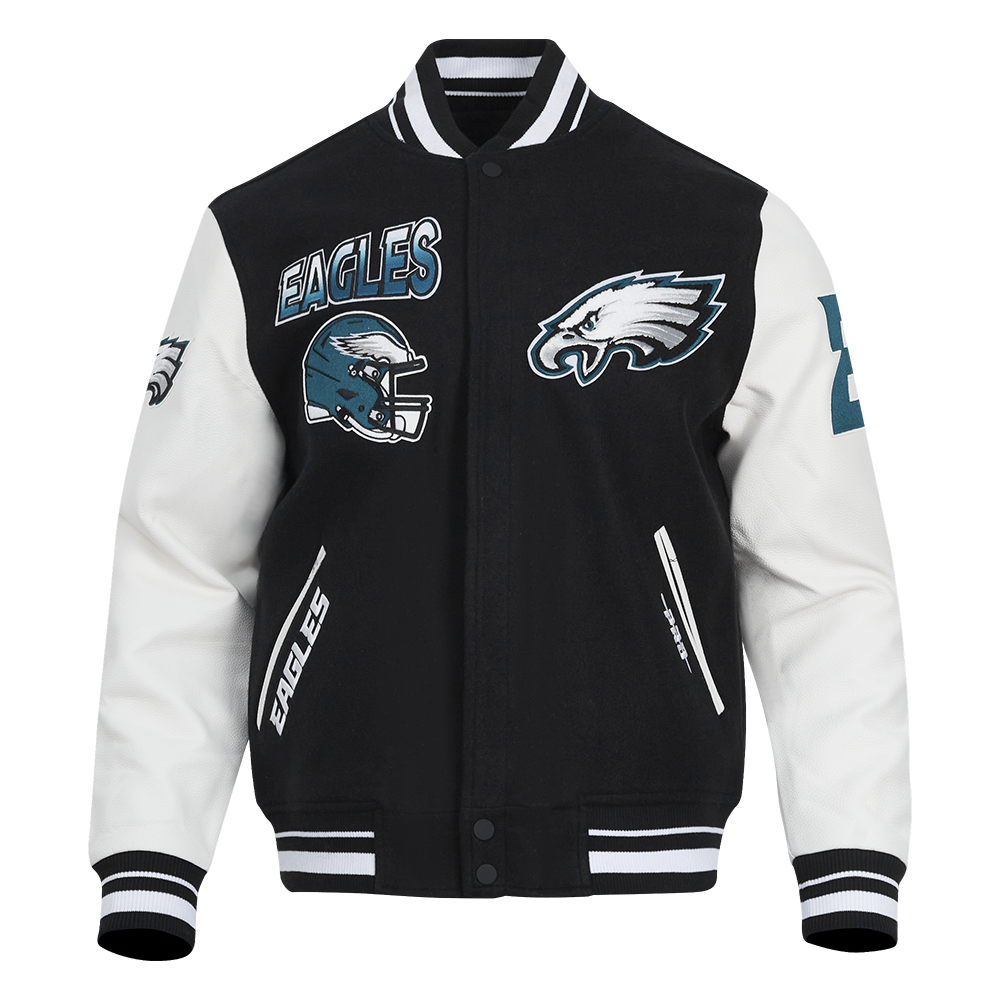NFL PHILADELPHIA EAGLES TURN IT UP MEN'S RIB WOOL VARSITY JACKET