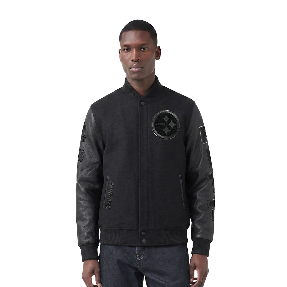 NFL PITTSBURGH STEELERS TRIPLE BLACK MEN'S MEN'S WOOL VARSITY