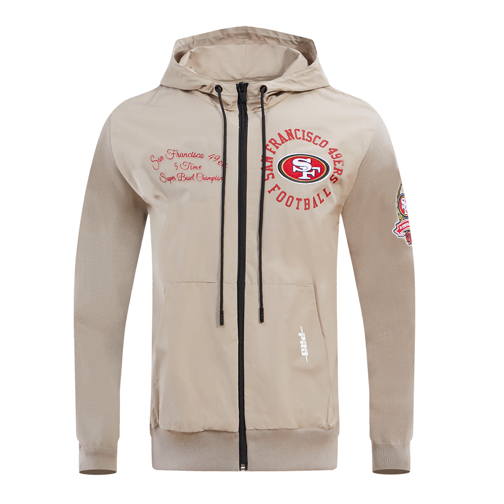 NFL SAN FRANCISCO 49ERS HYBRID MEN'S WOVEN FULL ZIP PULLOVER