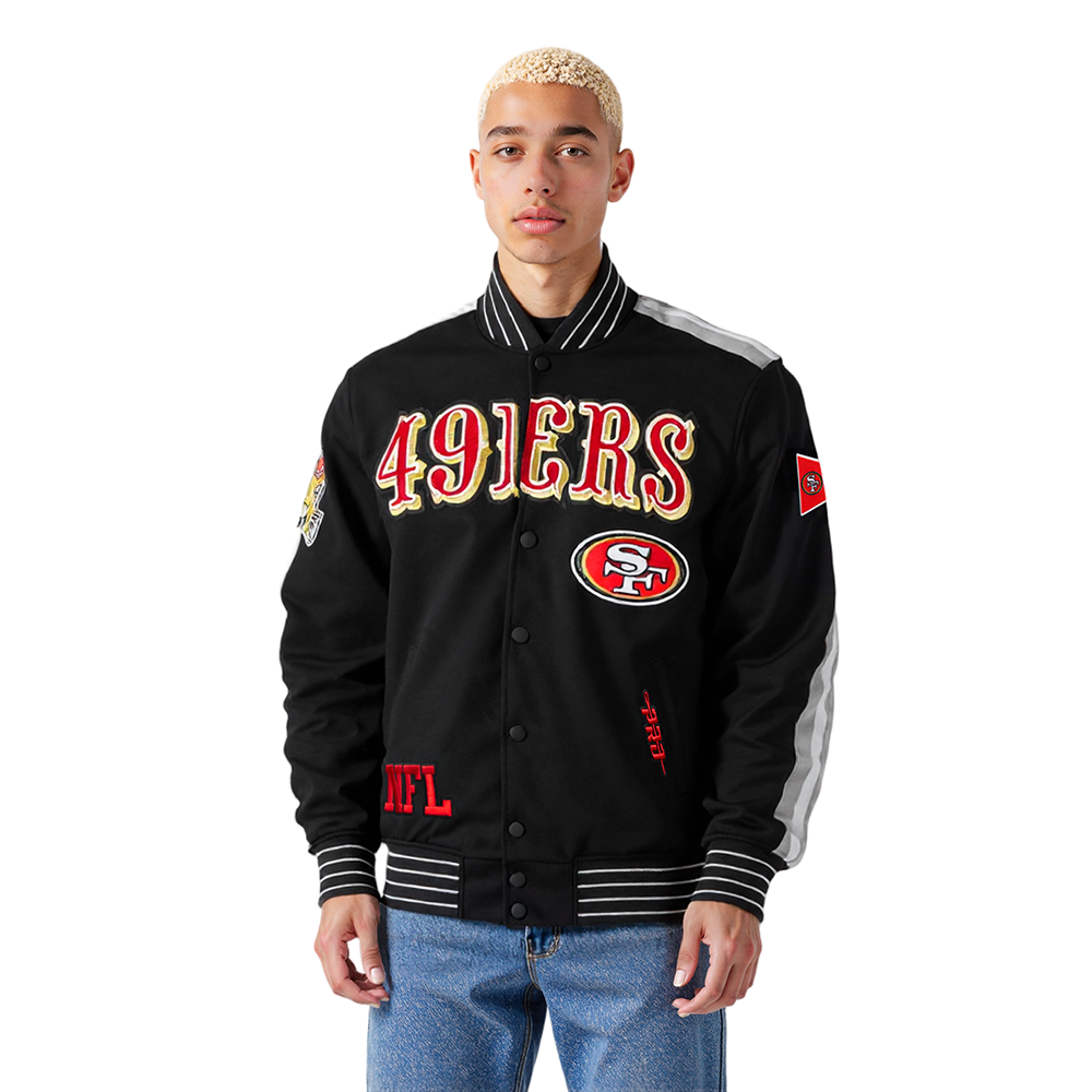 NFL SAN FRANCISCO 49ERS PRO GAME DAY MEN'S DBL KNIT JACKET (BLACK