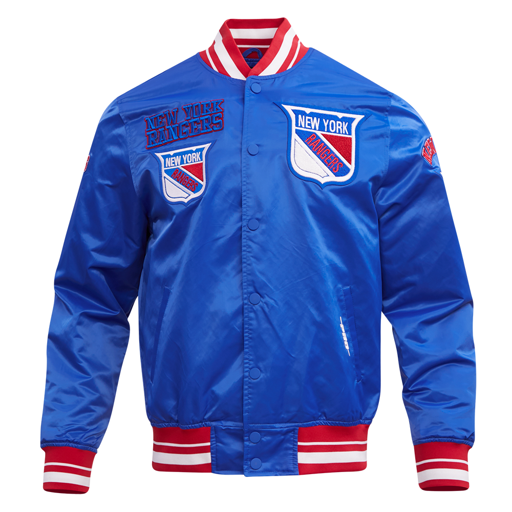 NHL NEW YORK RANGERS RETRO CLASSIC MEN'S RIB SATIN JACKET (ROYAL