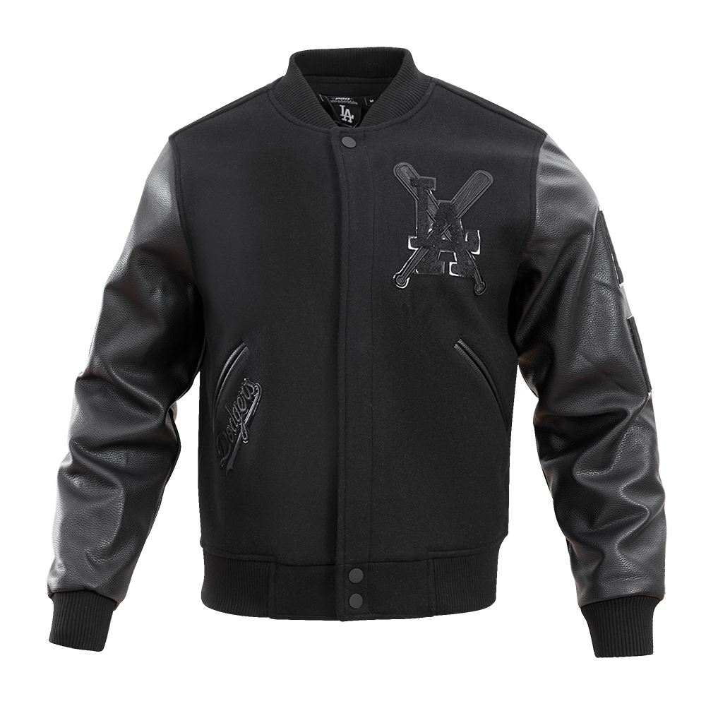 MLB LOS ANGELES DODGERS PRO TRIPLE BLACK MEN'S VARSITY JACKET