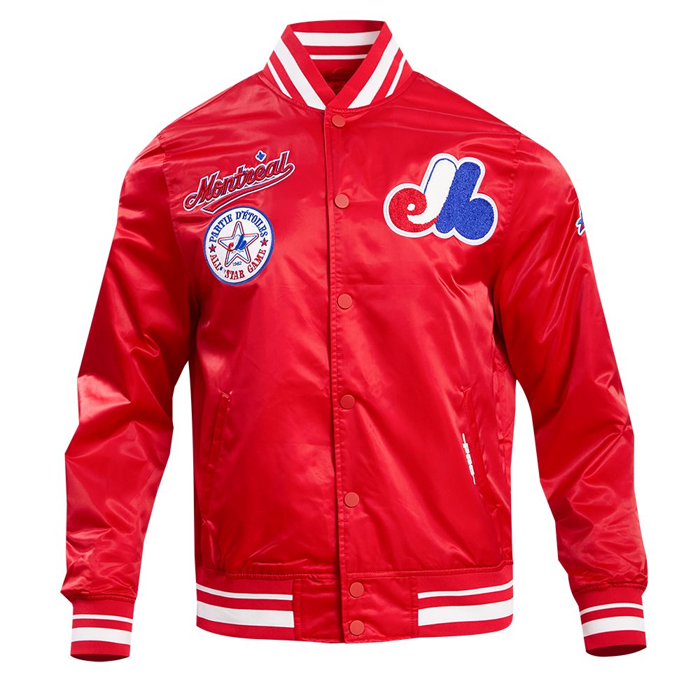 MLB MONTREAL EXPOS RETRO CLASSIC MEN'S RIB SATIN JACKET (RED) Pro