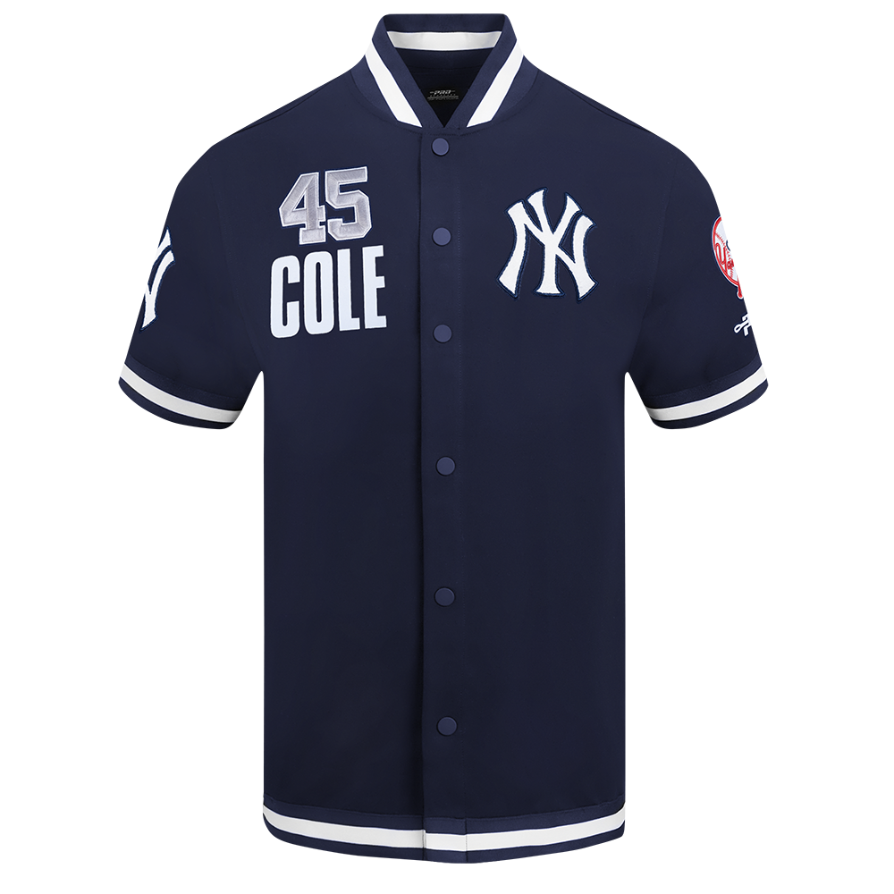new york yankees gear Pro Standard MLB New York Yankees Gerrit Cole #45 Classic Player Name And Number Men's Button Down Shirt (Midnight Navy) 3XL