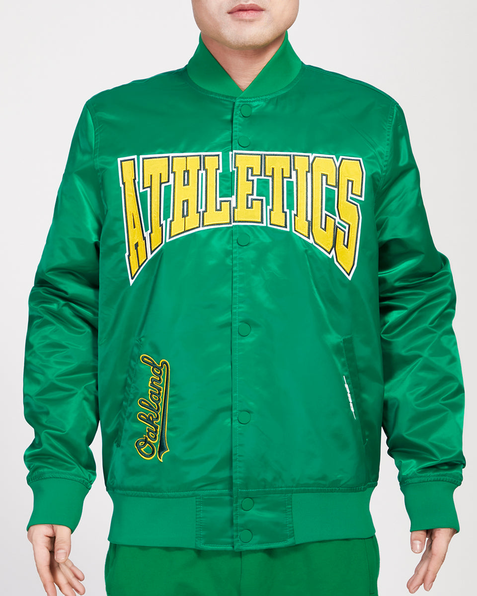 OAKLAND ATHLETICS RETRO CLASSIC RIB WOOL VARSITY JACKET (KELLY GREEN)