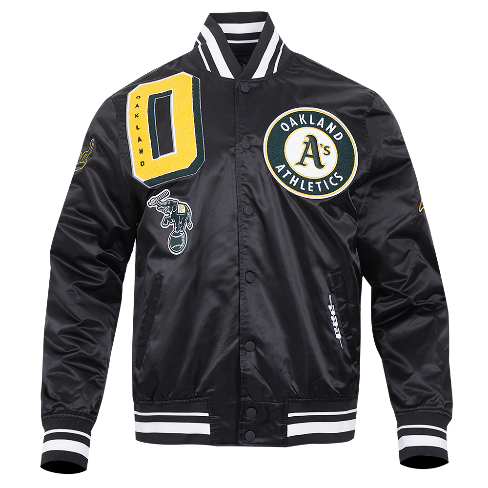 MLB OAKLAND ATHLETICS MASHUP MEN'S RIB SATIN JACKET (BLACK) – Pro