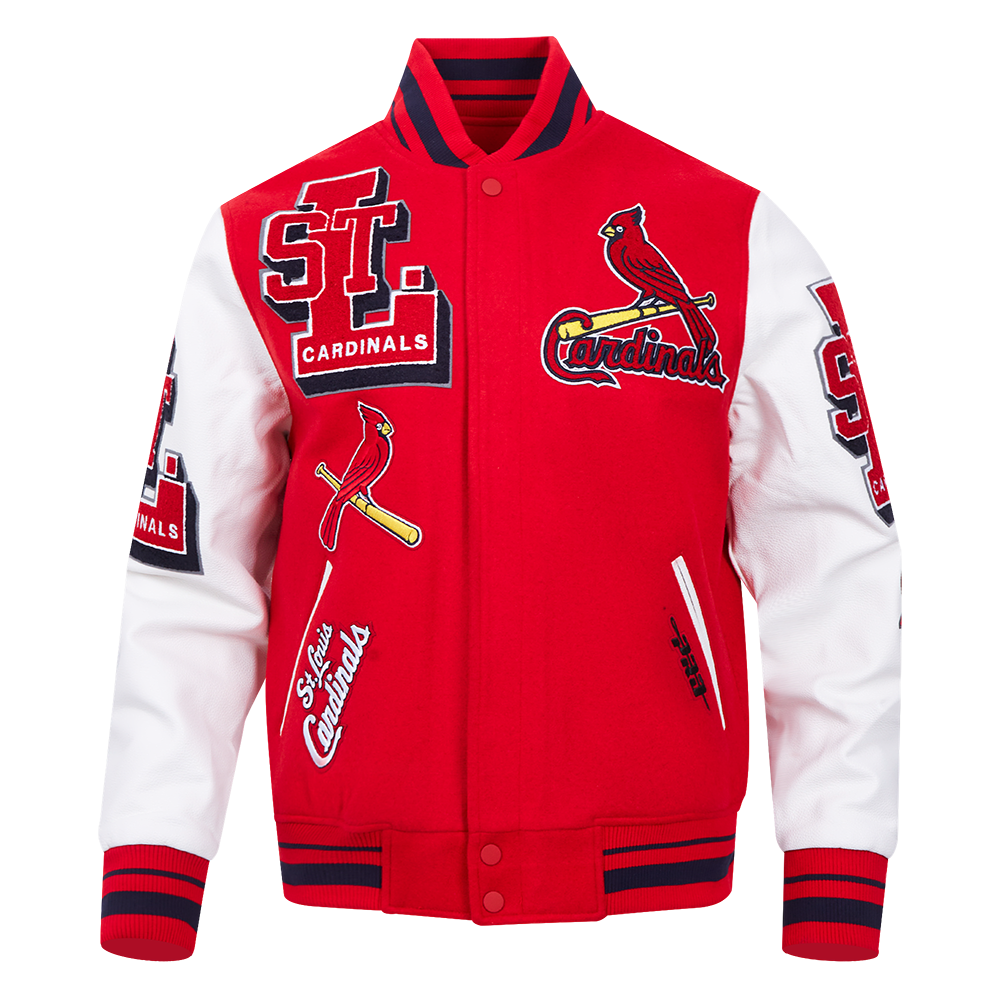 MLB ST. LOUIS CARDINALS MASHUP MEN'S RIB WOOL VARSITY JACKET (RED