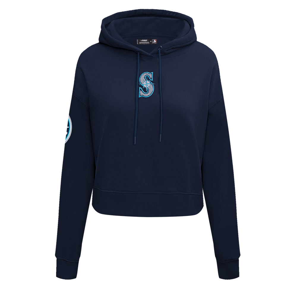 MLB SEATTLE MARINERS CLASSIC WOMEN'S CROPPED PULLOVER HOODIE
