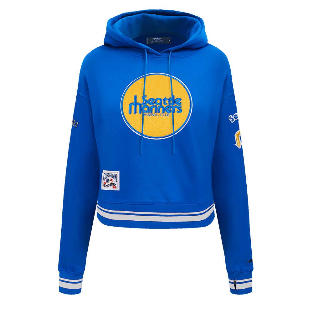 MLB SEATTLE MARINERS RETRO CLASSIC WOMEN'S RIB CROPPED PULLOVER