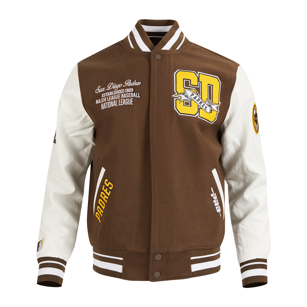 MLB SAN DIEGO PADRES TEAM PENNANTS MEN'S RIB WOOL VARSITY JACKET MLB SAN DIEGO PADRES TEAM PENNANTS MEN'S RIB WOOL VARSITY JACKET