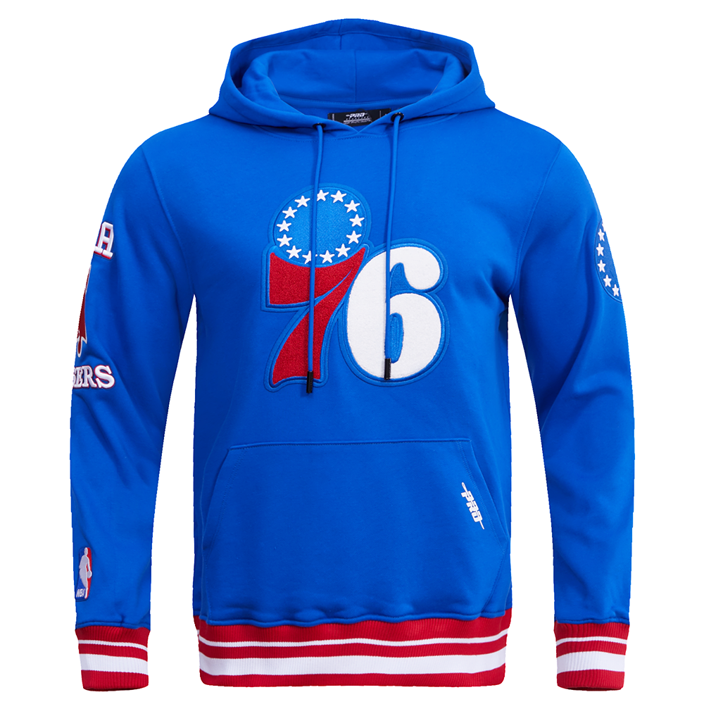 NBA PHILADELPHIA 76ERS RETRO CLASSIC MEN'S PULLOVER HOODIE (ROYAL/RED) â Pro Standard