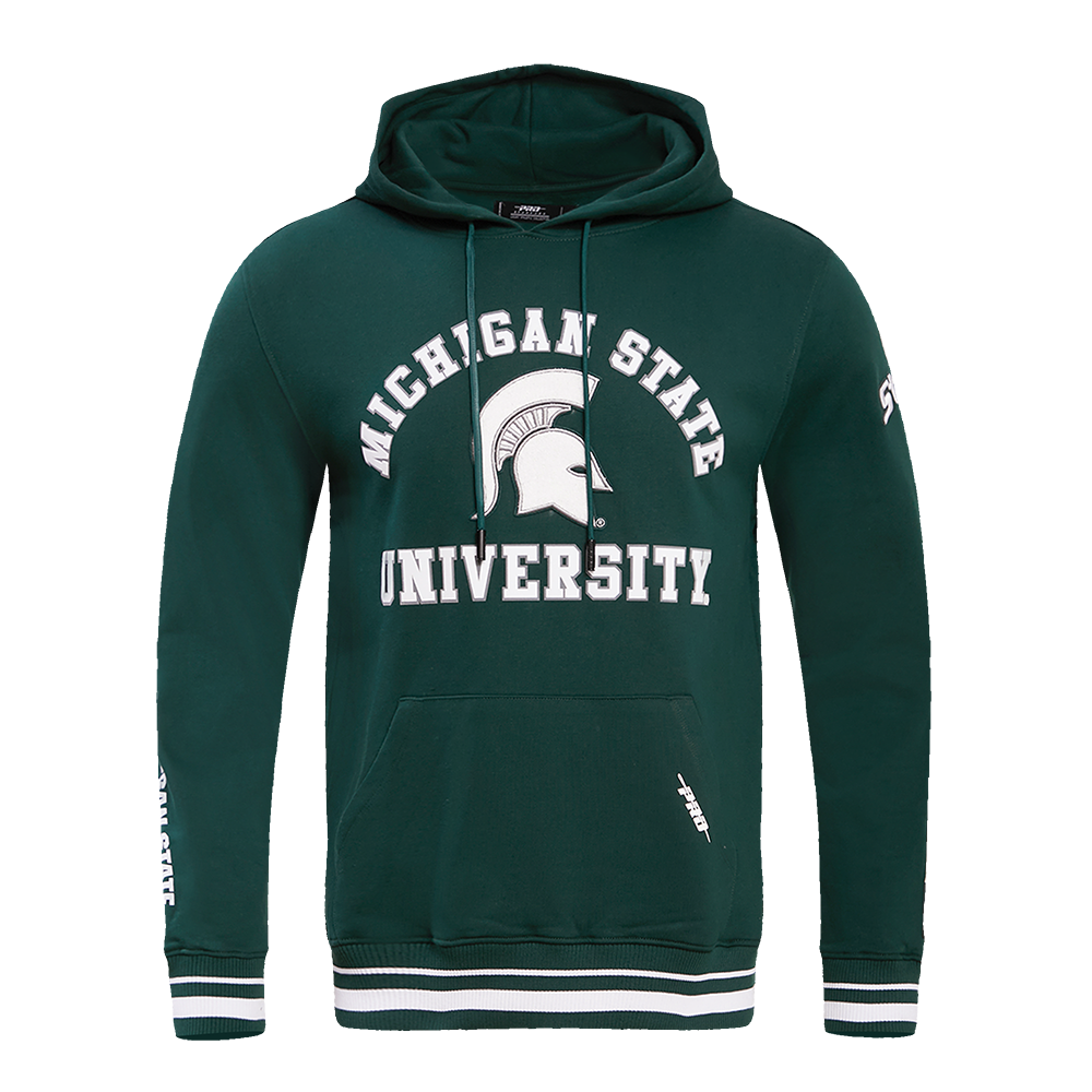 MICHIGAN STATE UNIVERSITY CLASSIC MEN S STACKED LOGO PO HOODIE FOREST Pro Standard