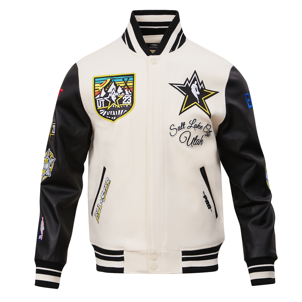 NBA ALL STAR 2023 RIB WOOL MEN'S VARSITY JACKET (EGGSHELL/ BLACK)