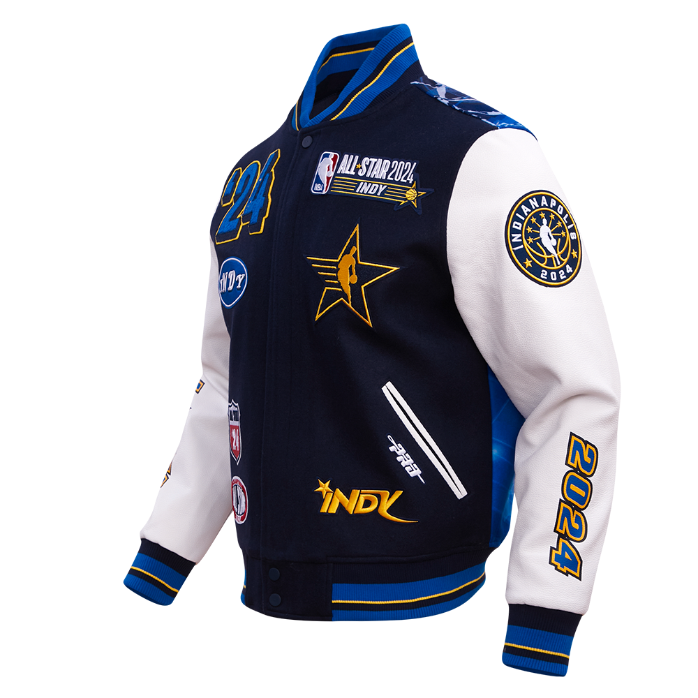 NBA ALL STAR GAME 2024 MEN'S WOOL VARSITY JACKET (MIDNIGHT NAVY/ROYAL BLUE)
