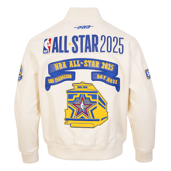 NBA ALL STAR 2025 MEN'S LEATHER JACKET (EGGSHELL)