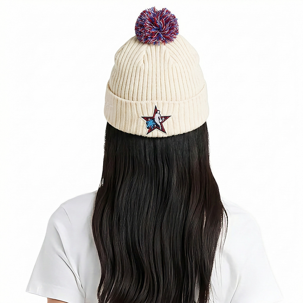 NBA ALL STAR 2026 UNLINED PRO BEANIE POM CUFFED (EGGSHELL)