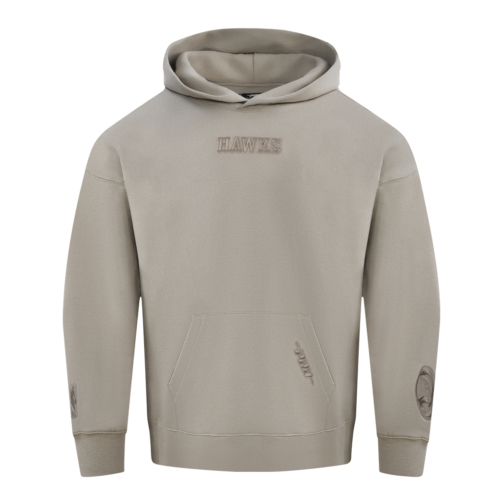 NBA ATLANTA HAWKS WINGSPAN MEN'S DROP SHOULDER FLEECE PULLOVER HOODIE (TAUPE)