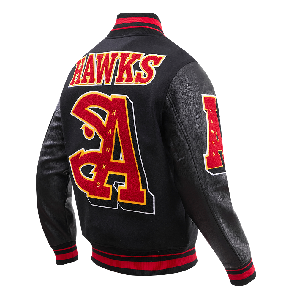 Men's Atlanta Hawks Pro Standard Black Team Remix Varsity Full-Zip Jacket