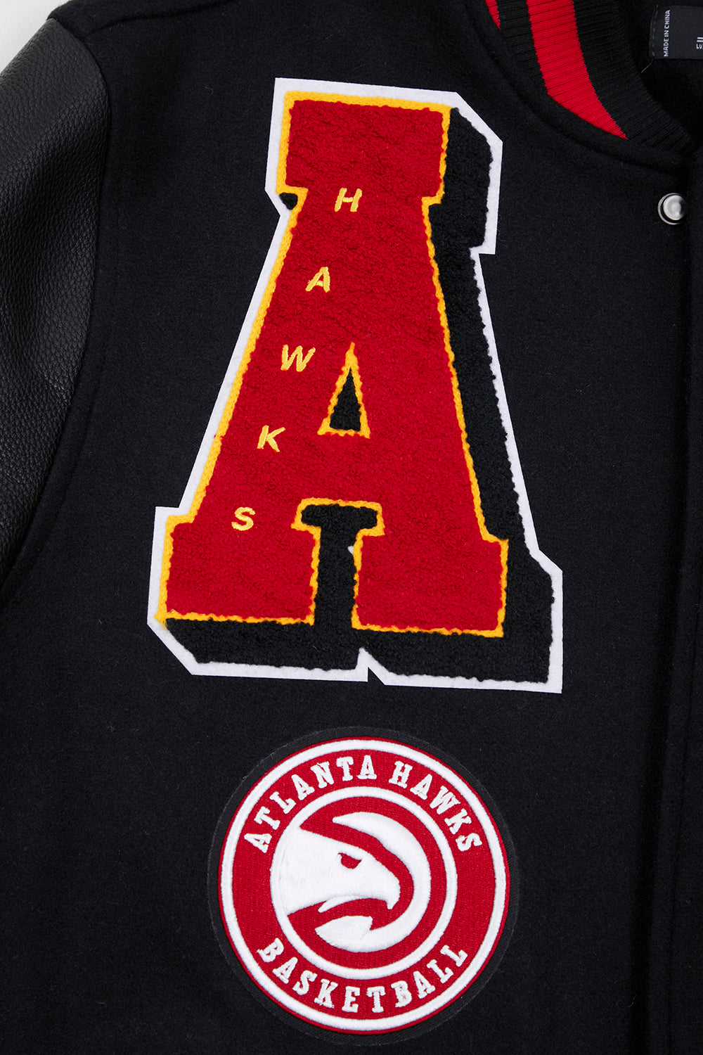 Men's Atlanta Hawks Pro Standard Black Team Remix Varsity Full-Zip Jacket