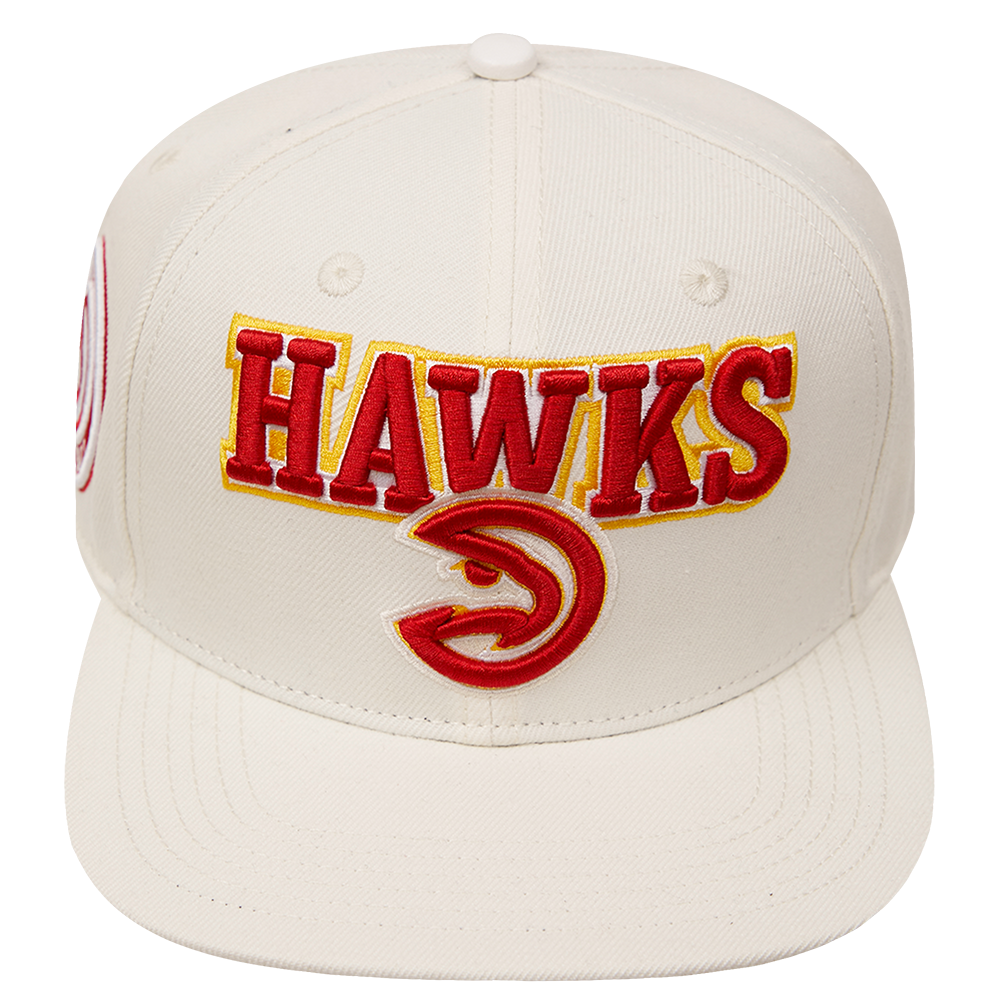 NBA ATLANTA HAWKS RETRO CLASSIC UNISEX LOGO WOOL SNAPBACK HAT (EGGSHELL)