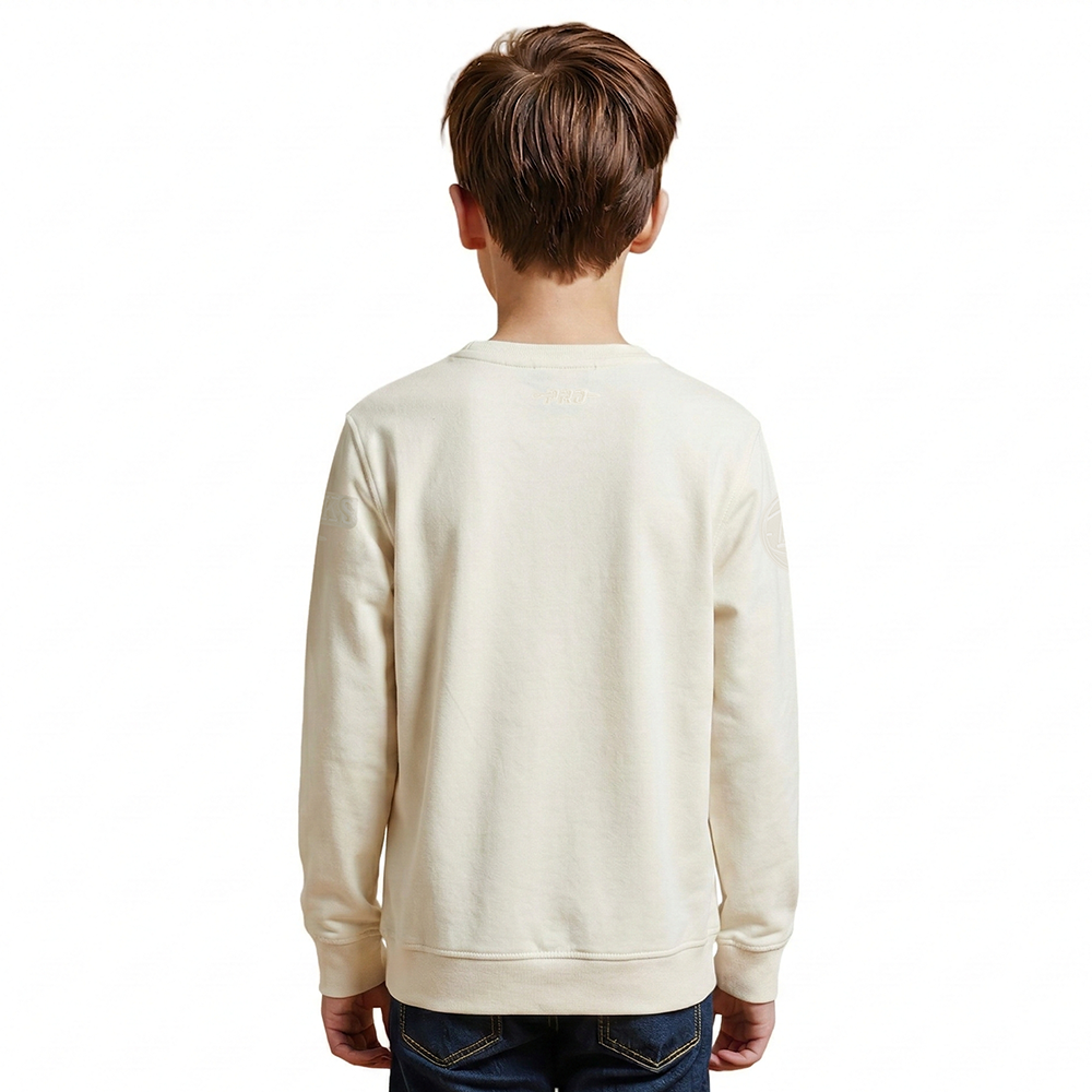 NBA ATLANTA HAWKS NEUTRAL BIG BOYS FLEECE CREWNECK (EGGSHELL)