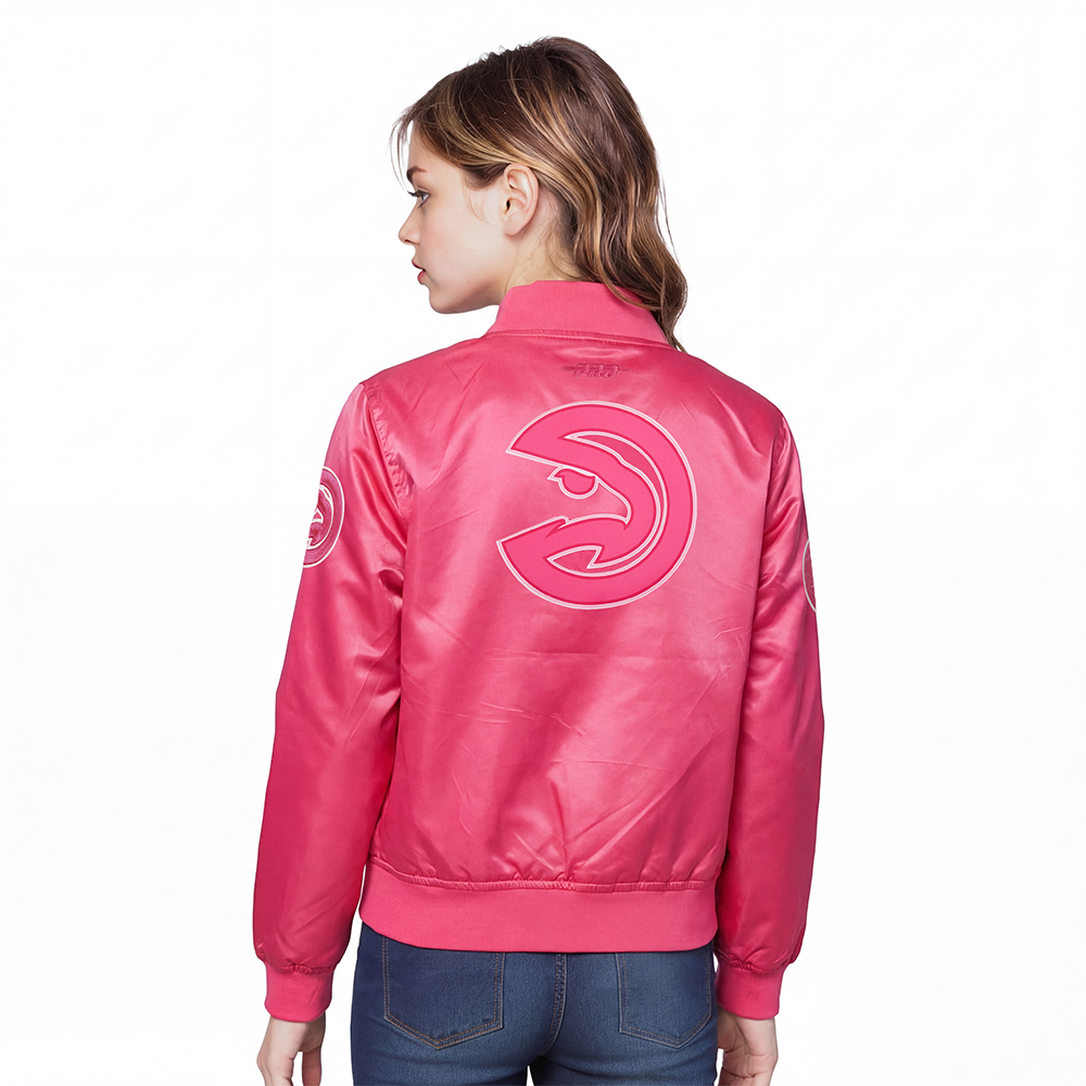 NBA ATLANTA HAWKS TRIPLE PINK BIG GIRLS  SATIN JACKET (BEETROOT PURPLE)