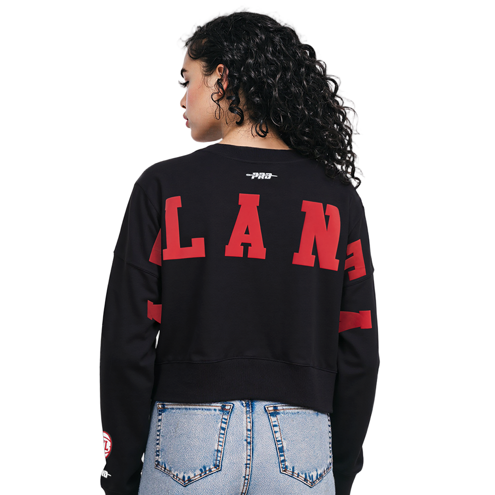 NBA ATLANTA HAWKS WINGSPAN WOMEN'S FLEECE CREWNECK (BLACK)