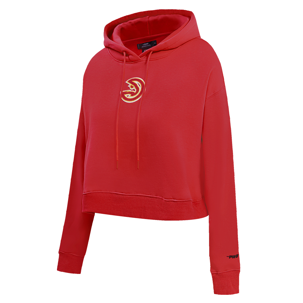 NBA ATLANTA HAWKS CLASSIC WOMEN'S CROPPED PULLOVER HOODIE (RED)