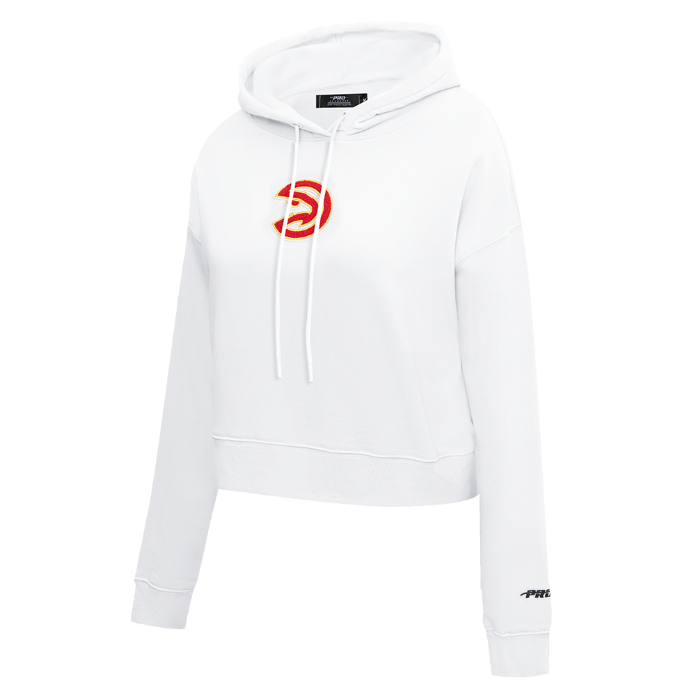 NBA ATLANTA HAWKS CLASSIC WOMEN'S CROPPED PULLOVER HOODIE (WHITE)